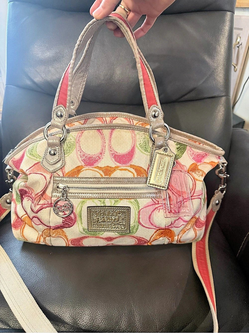 Coach Poppy Shoulder Bag in Cream & Pink